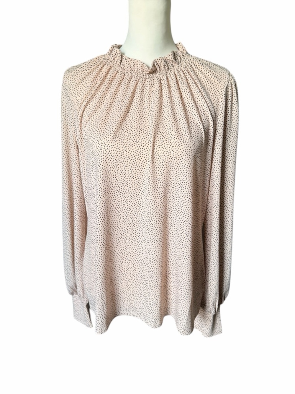 Adrianna Papell Blush Pink Black White Large Long Sleeve Top